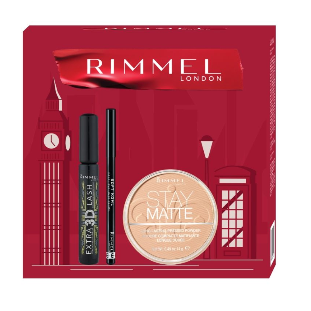 Rimmel dárková sada (řasenka 8 ml + tužka 1,2 g + pudr 14 g)