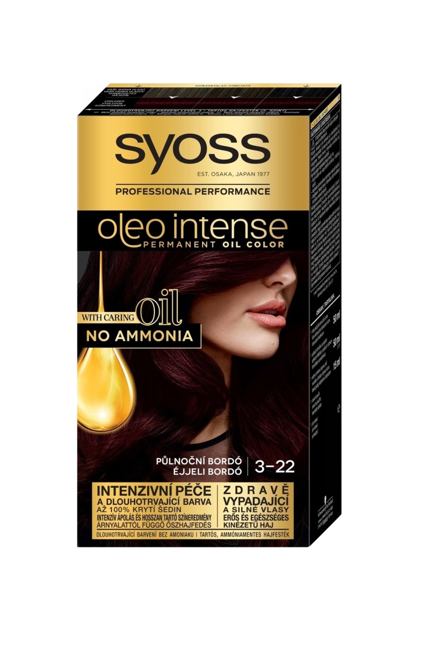 Syoss barva na vlasy Oleo Intense 3-22 Půlnoční bordó