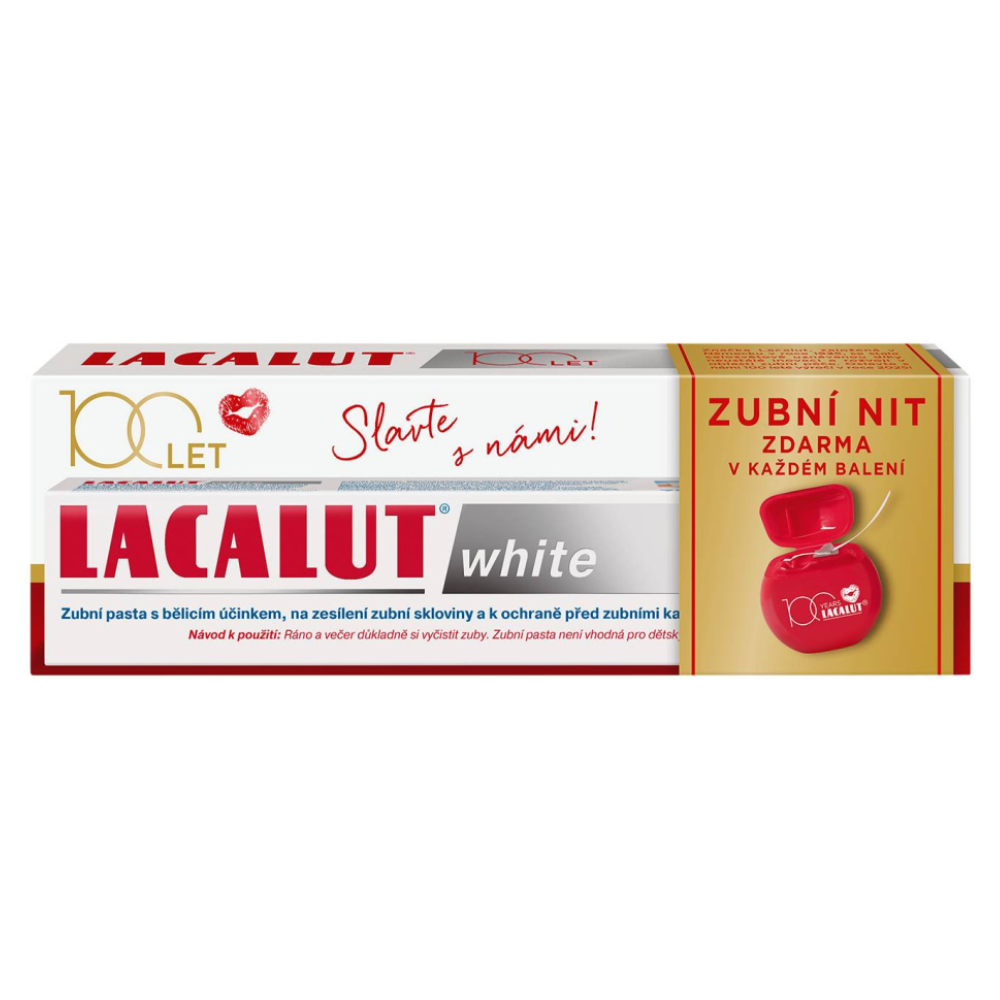 Lacalut zubní pasta 75 ml White + zubní nit zdarma
