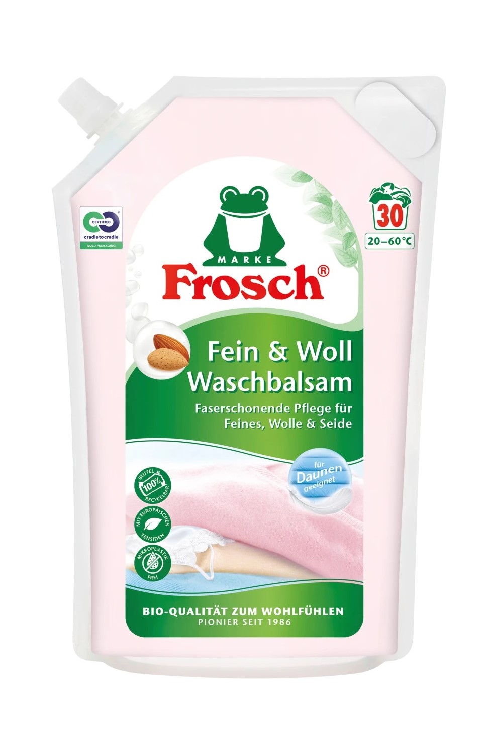 Frosch gel 30 pracích dávek Fein and Woll Waschbalsam 1,8 l