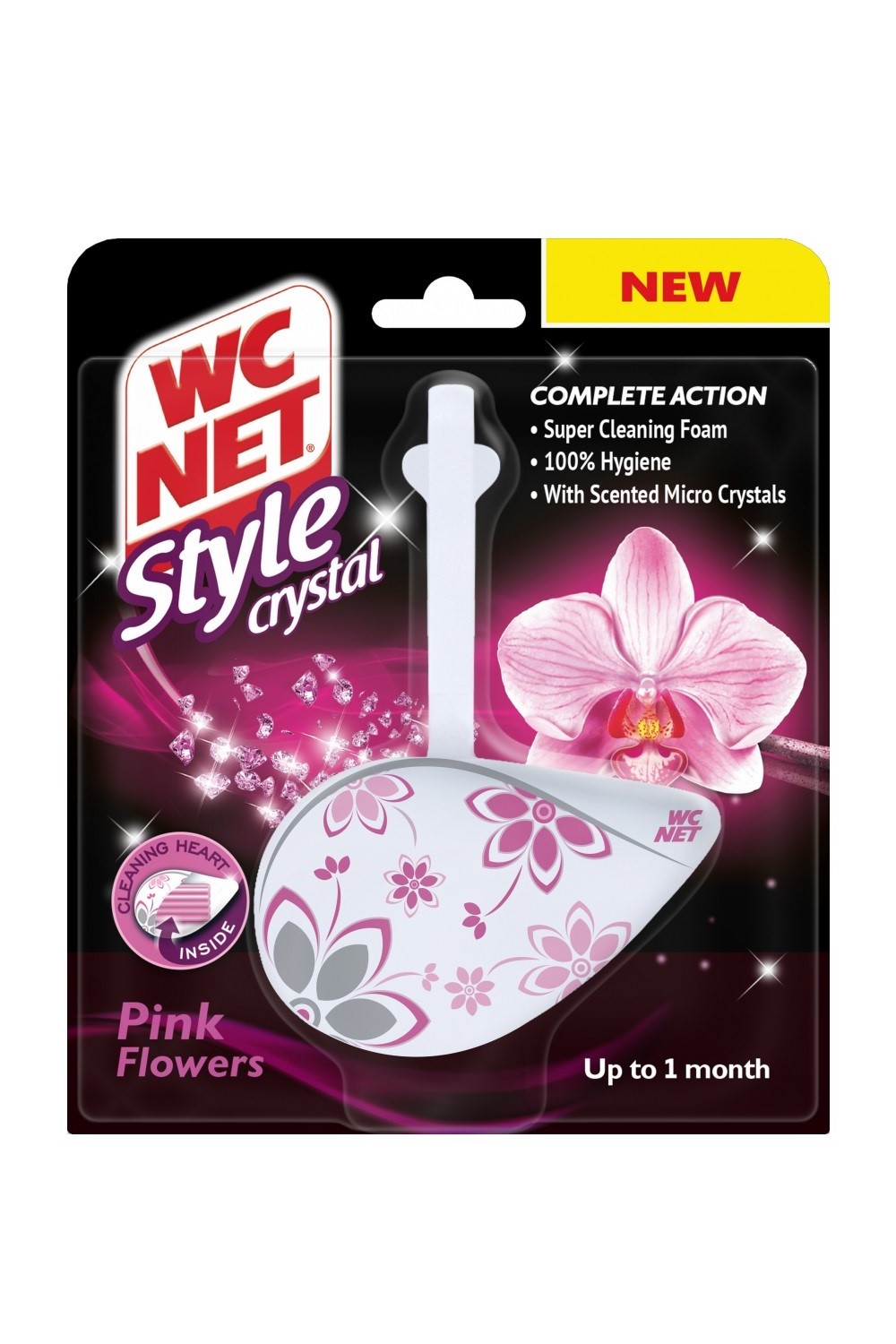 WC Net blok Style Crystal 1 ks (36,5g) Pink Flowers