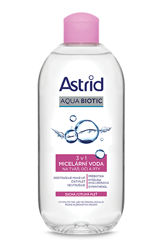 Astrid Aqua Biotic micelární voda 400 ml 3v1 Suchá/Citlivá pleť