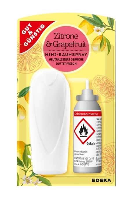 Gut & Günstig osvěžovač vzduchu mini spray 25 ml Citron & Grep komplet