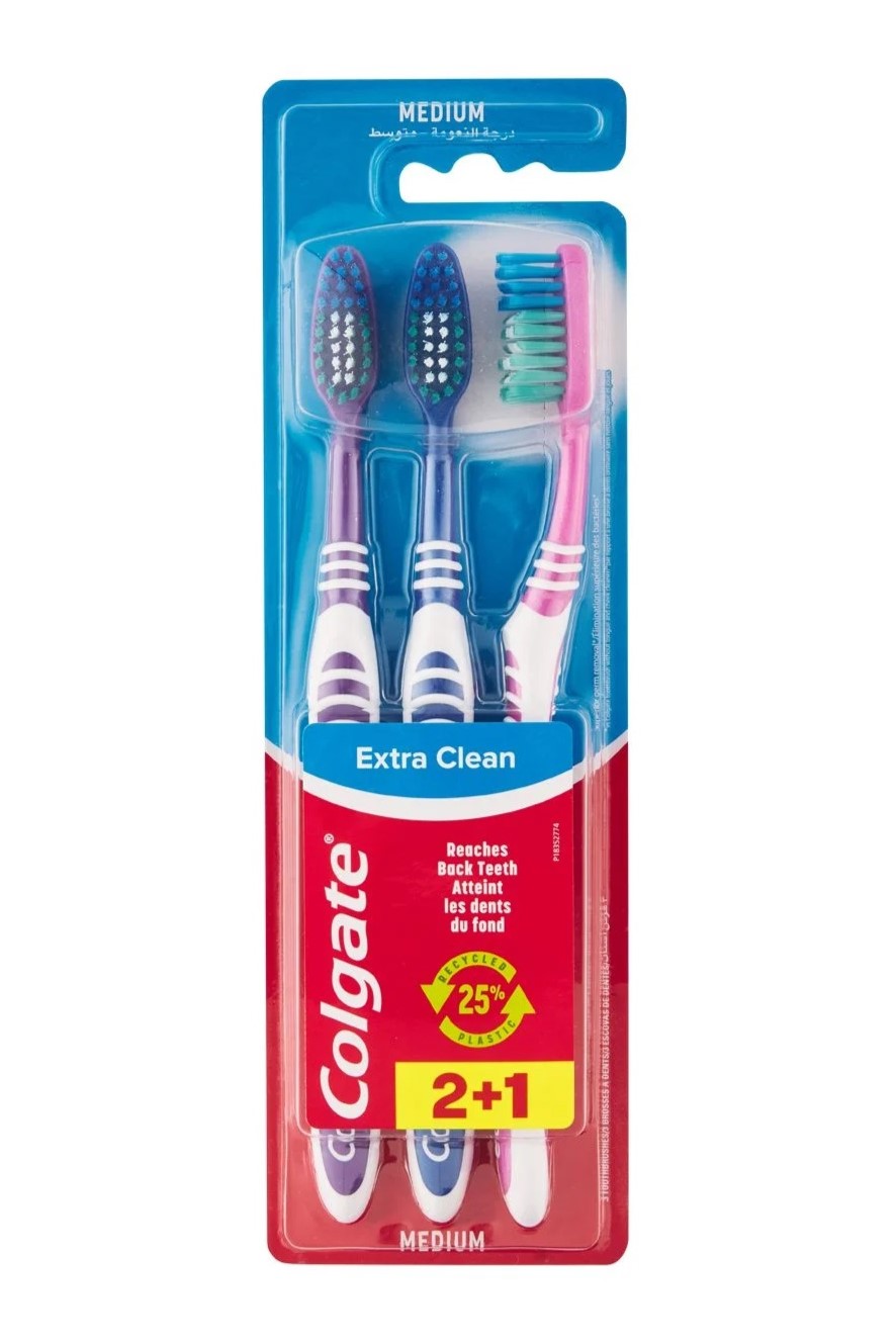 Colgate zubní kartáček Extra clean 2+1 ks zdarma (střední)