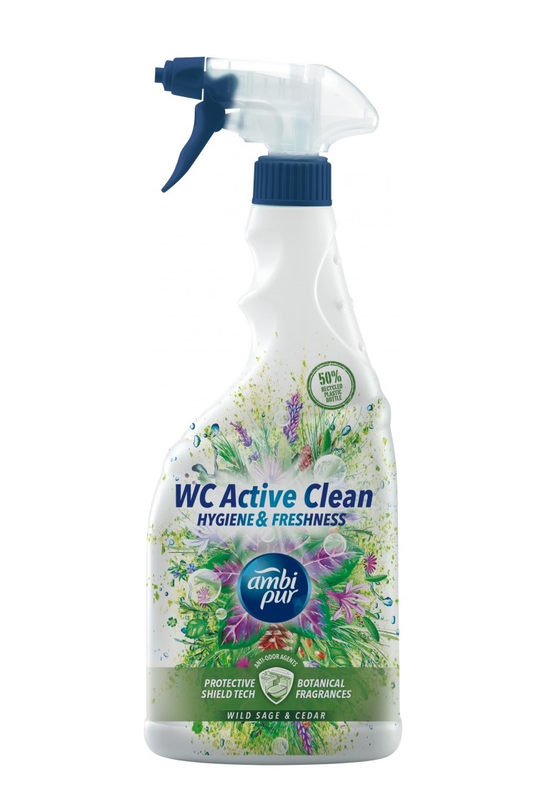 Ambi Pur WC Active Clean sprej 750 ml Wild Sage & Cedar