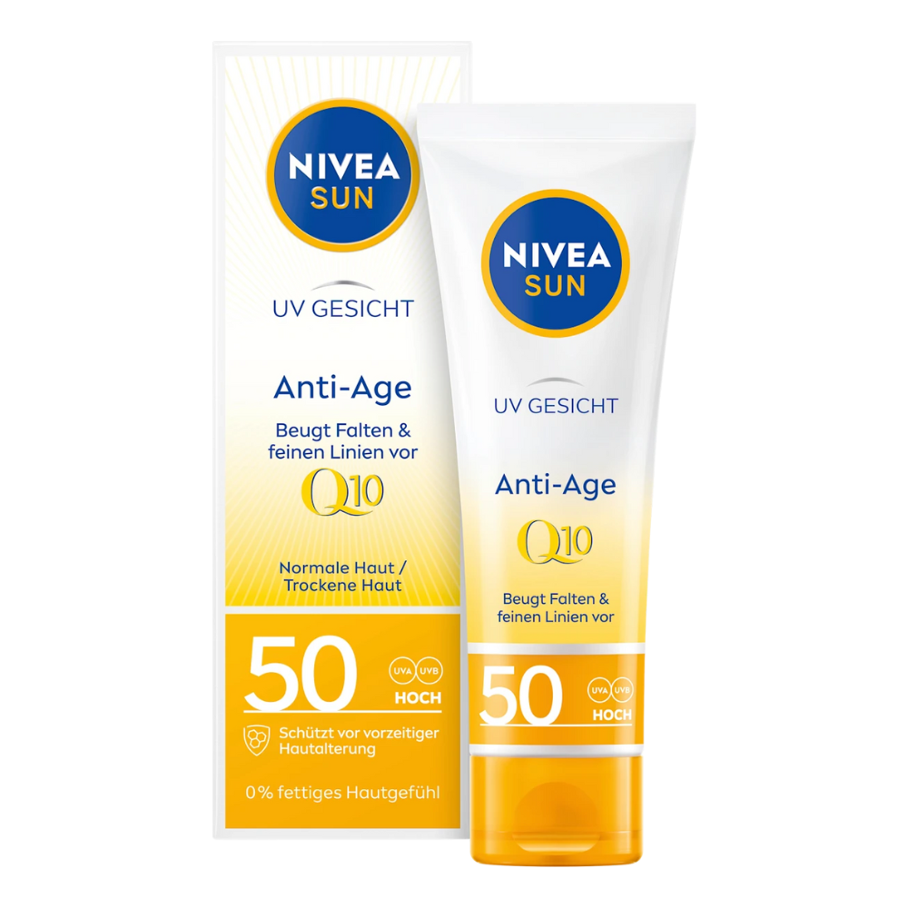 Nivea Sun pleťový krém na opalování SPF50 Anti-age Q10 proti vráskám 50 ml