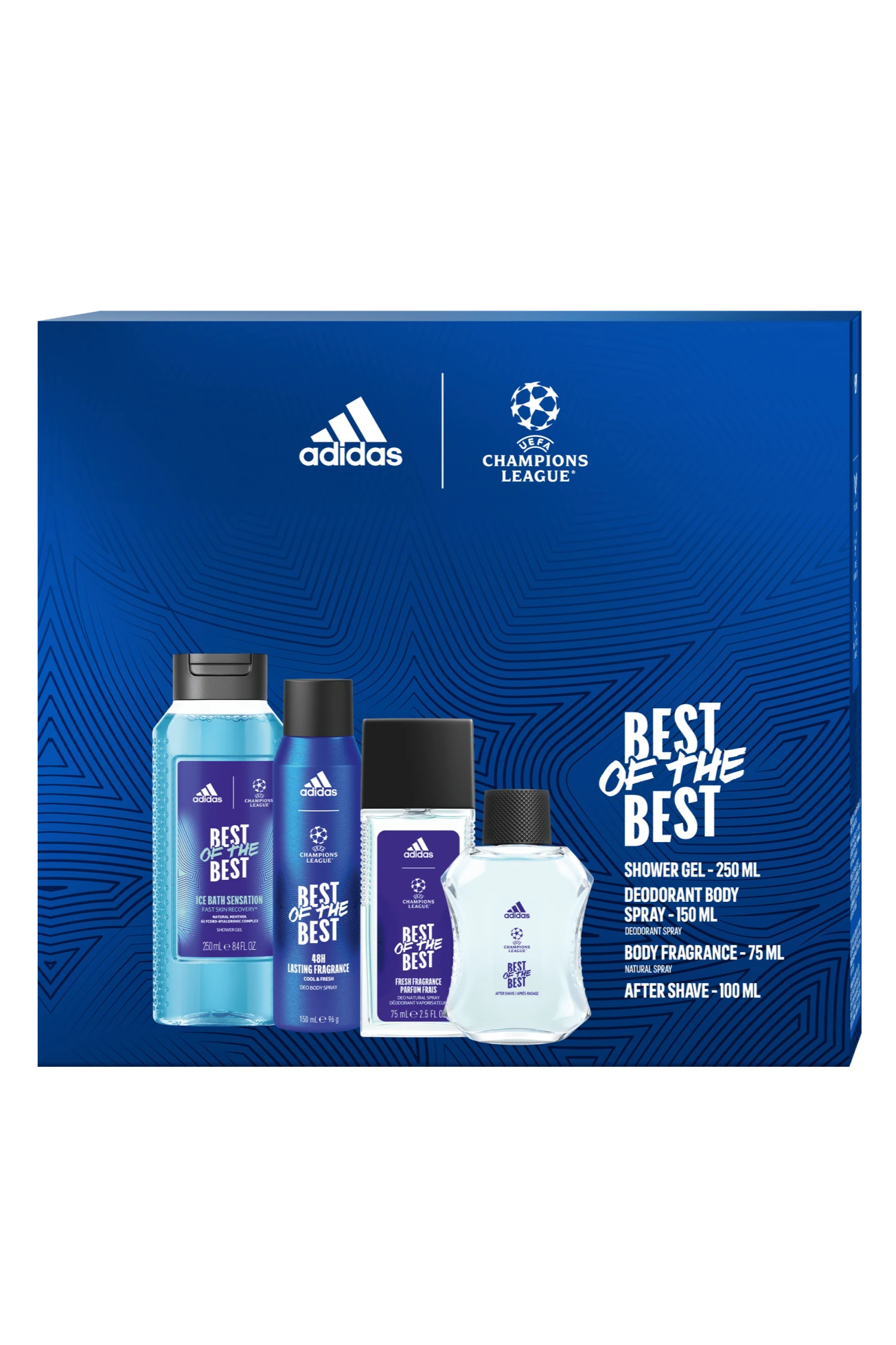 Adidas dárková kazeta UEFA Best of the Best (VPH+DNS+deodorant+sprchový gel)