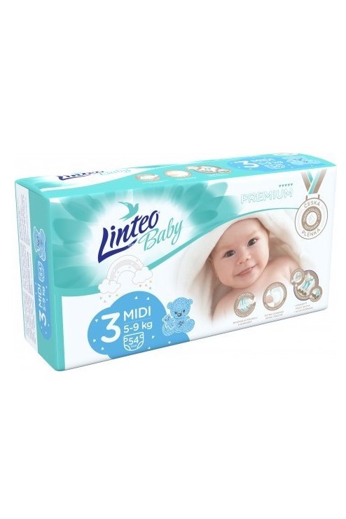 Linteo Baby plenky 3 Midi Premium (5-9 kg) 54 ks
