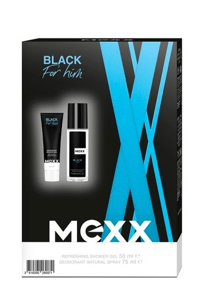 Mexx dárková kazeta Black for Him (DNS 75 ml + sprchový gel 50 ml)