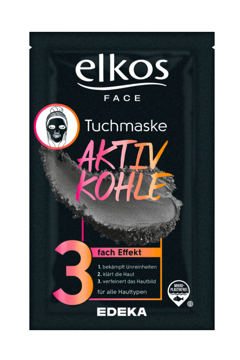 Elkos Face pleťová maska textilní 1 ks s Aktivním uhlím