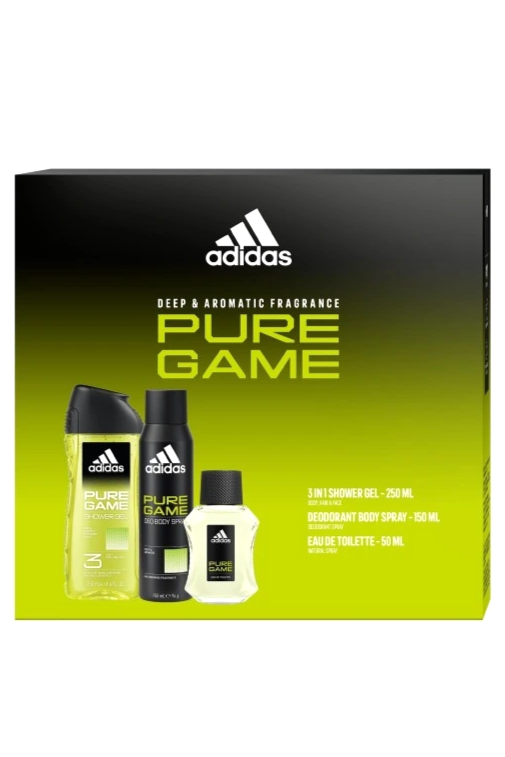 Adidas dárková kazeta Pure Game (EDT 50 ml+deodorant 150 ml+sprch.gel 250 ml)