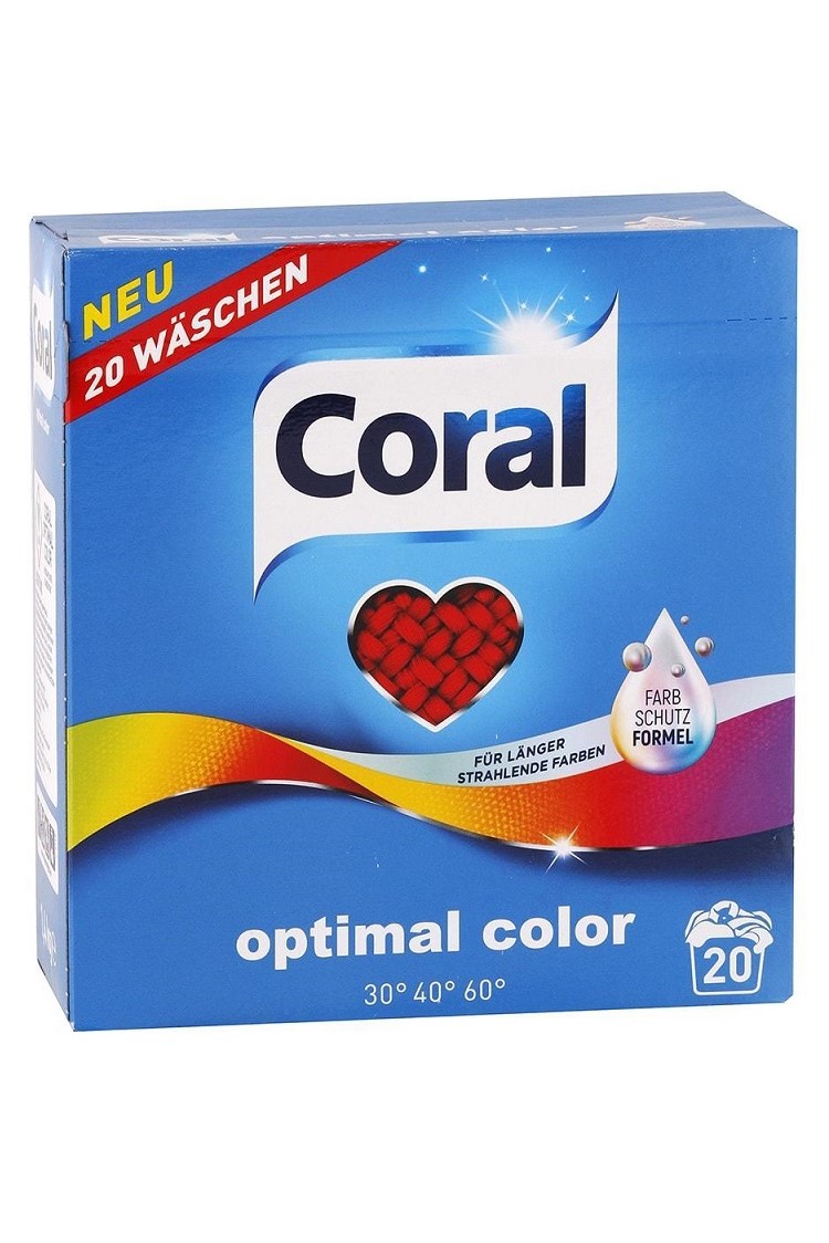Coral prací prášek 20 dávek Optimal Color 1,4 kg