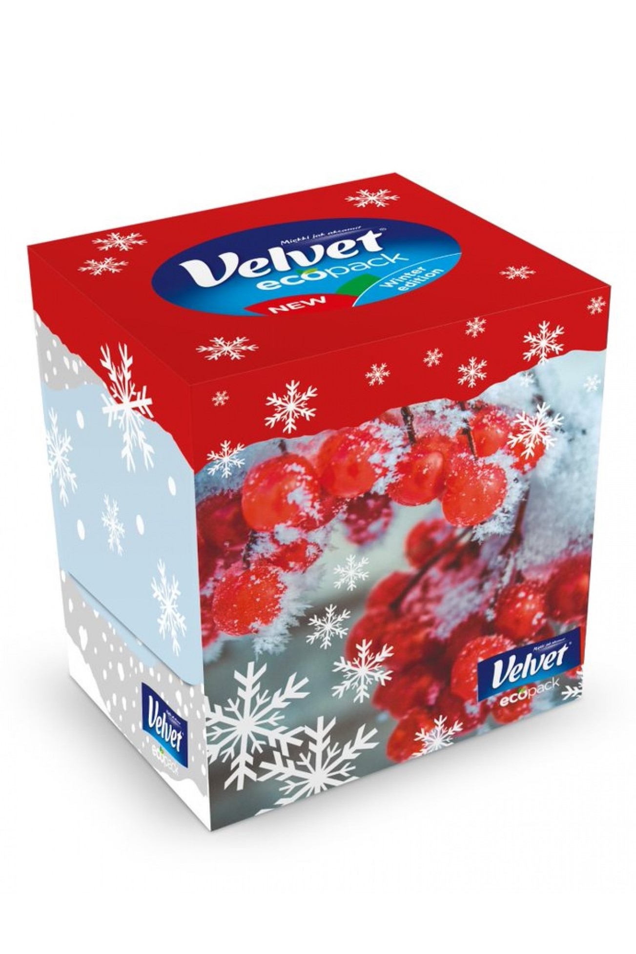 Velvet papírové kapesníky BOX 60 ks 3-vrstvé Winter Edition
