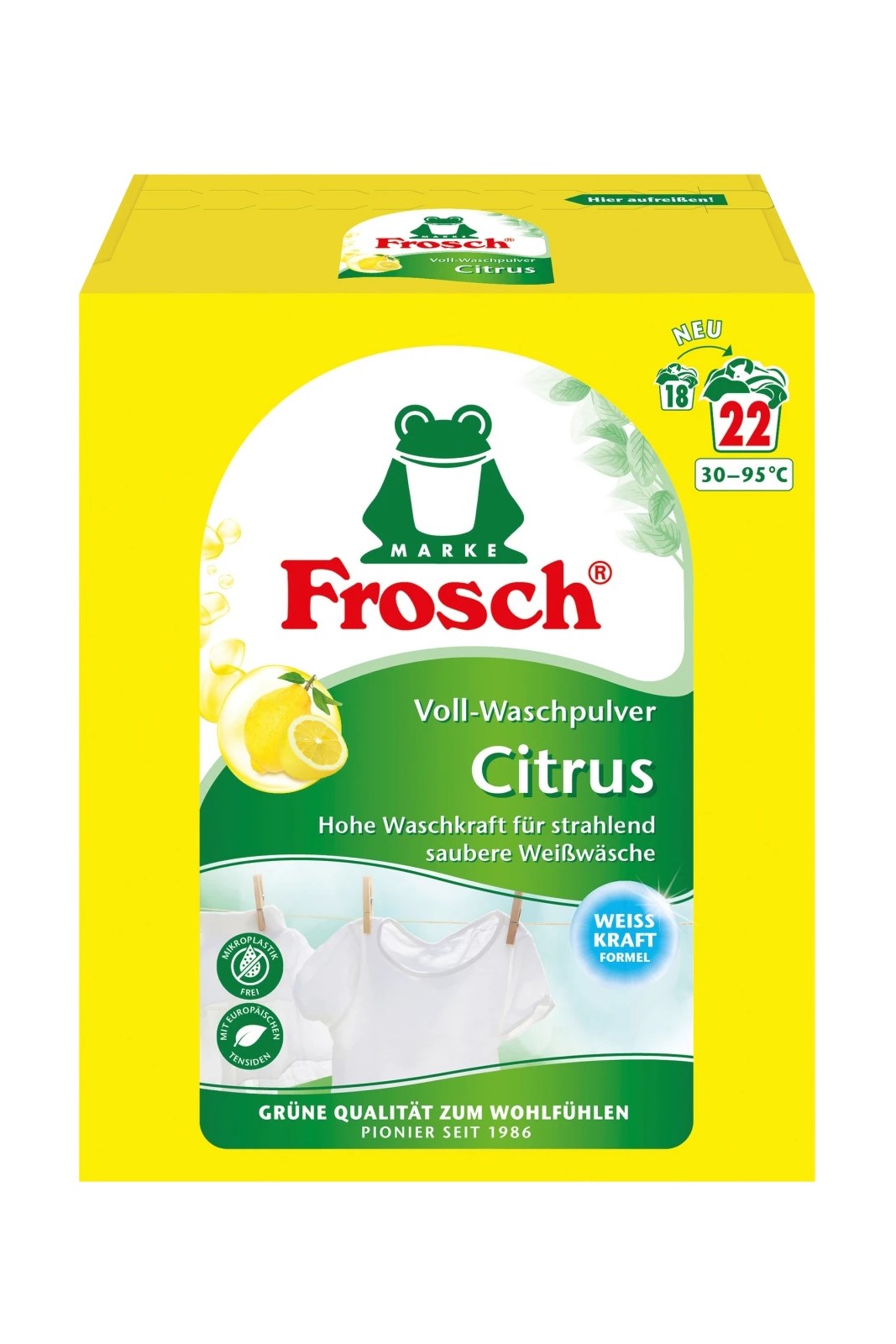 Frosch prací prášek 22 dávek Citrus na bílé prádlo 1,45 kg