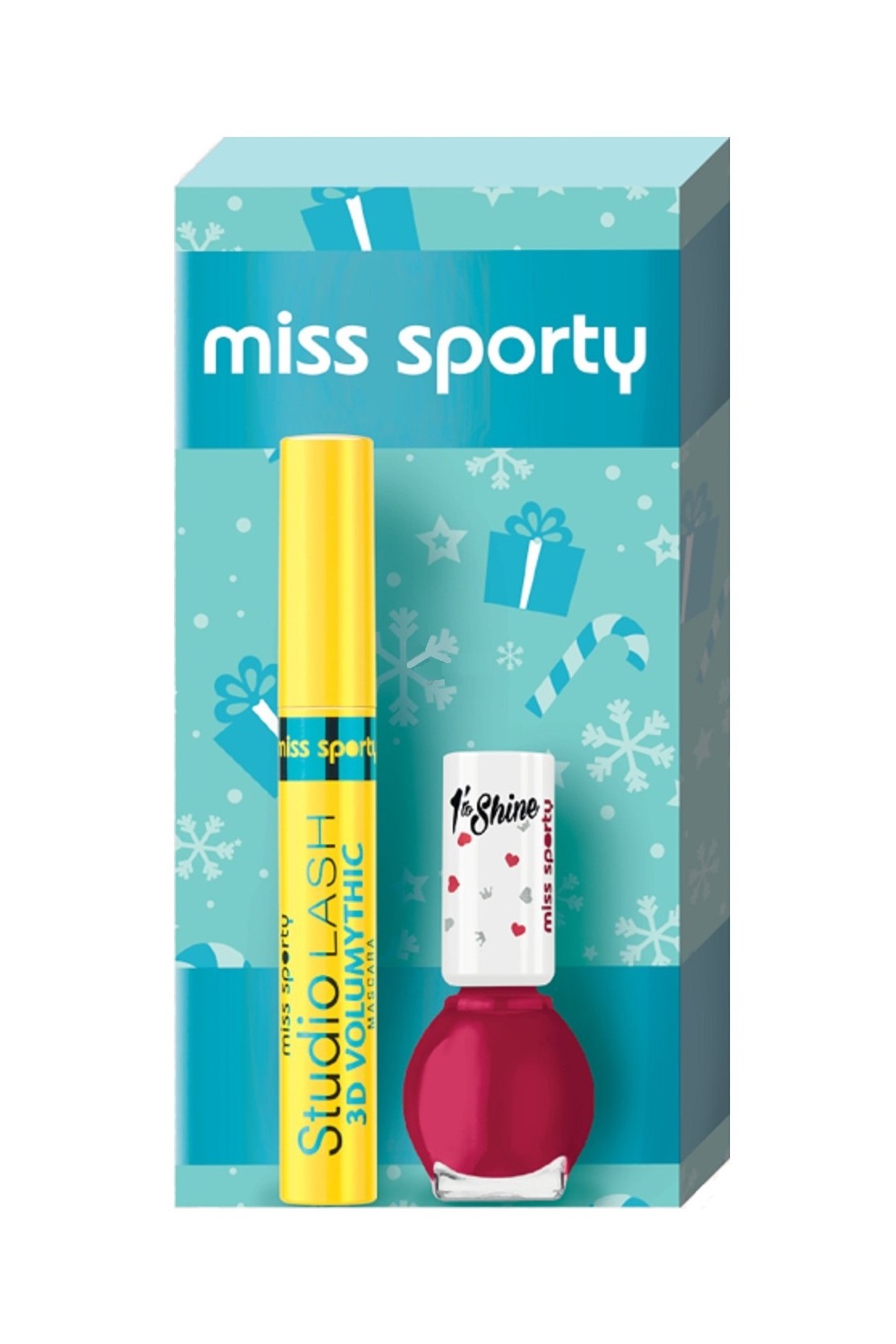 Miss Sporty dárková kazeta (řasenka 8 ml + lak na nehty 7 ml) 