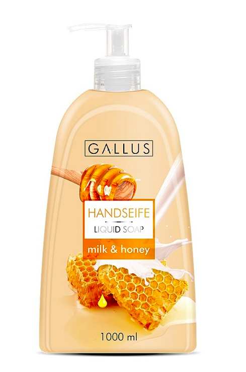 Gallus tekuté mýdlo s pumpičkou 1 l Mléko & Med