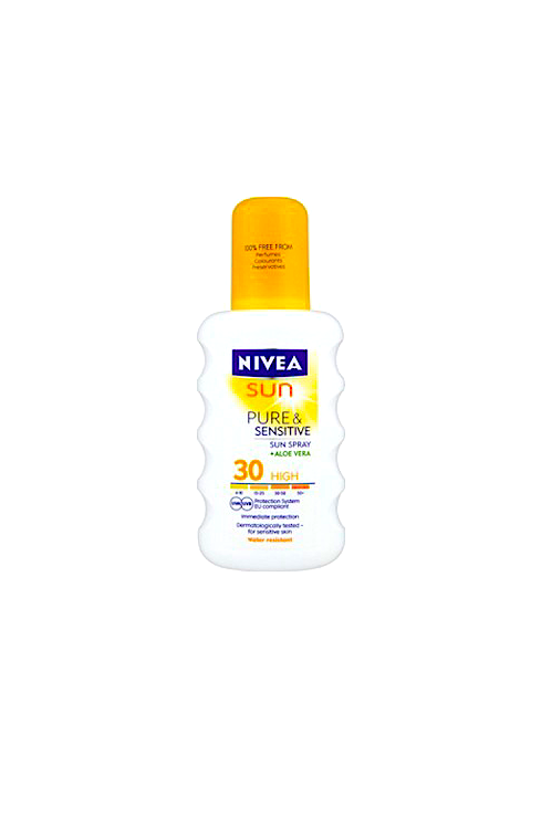 Nivea Sun Pure & Sensitive sprej na opalování 200 ml Aloe Vera SPF30