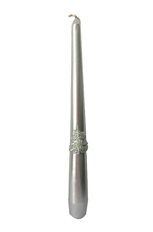 Z-trade svíčka konická 1ks stříbrná metalická stromek 22x250 cm