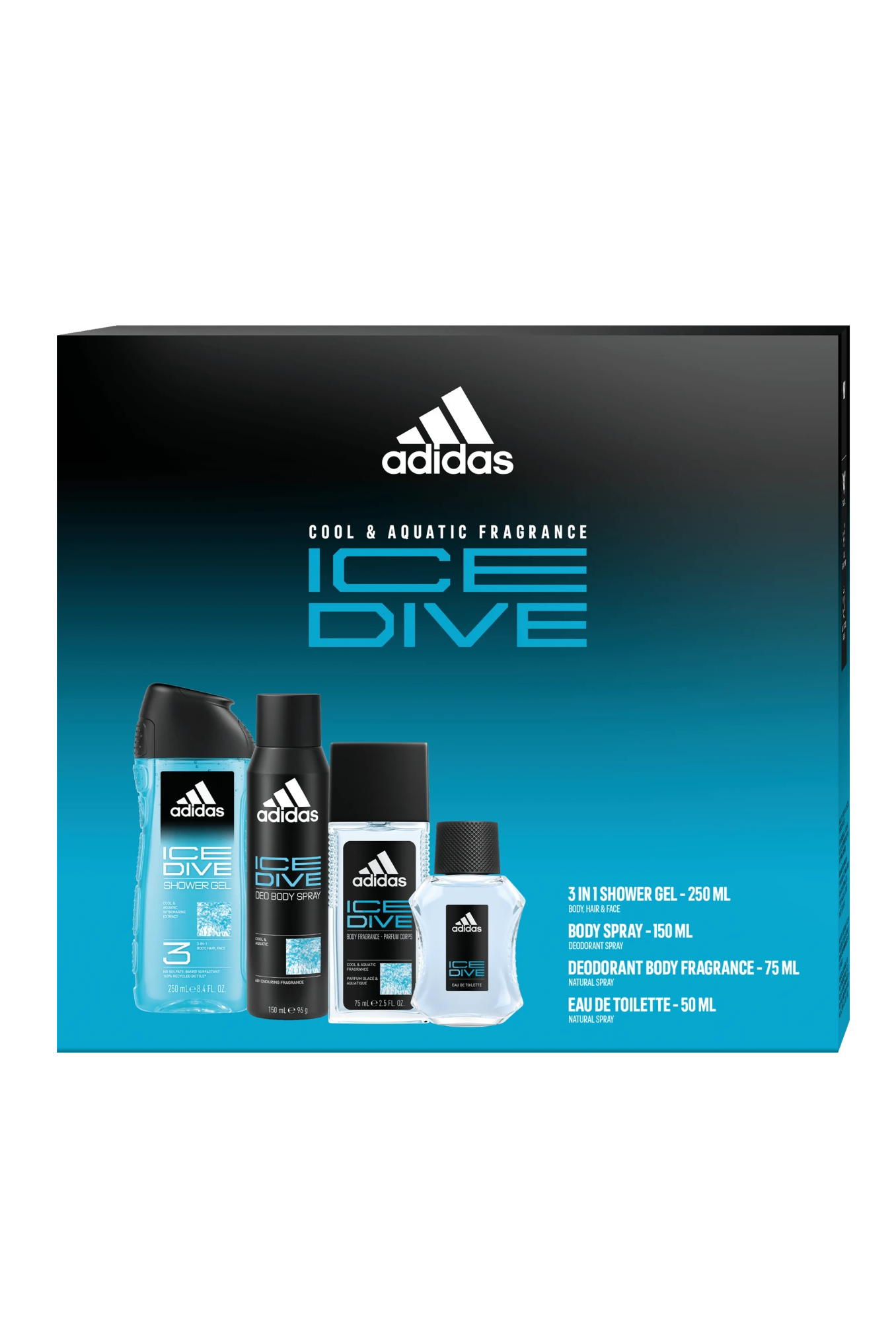 Adidas dárková kazeta Ice Dive (EDT + DNS + sprchový gel + deodorant)