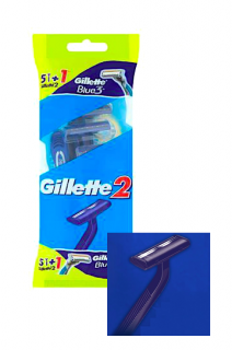 Gillette jednorázové holicí strojky Gilette2 5 ks + 1 ks Gillette Blue3
