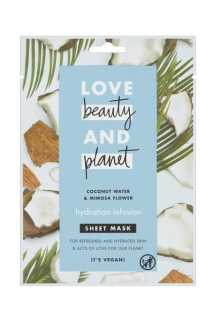Love Beauty and Planet pleťová maska textilní 1 ks Coconut Water & Mimosa Flower