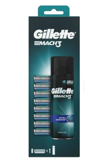 Gillette Mach3 náhradní hlavice 8 ks + Mach3 Comfort Gel na holení 200 ml