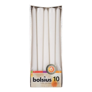 Bolsius svíčky konické 10 ks bílé 24x245 mm