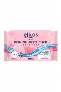 Elkos Face čistící pleťové ubrousky 3v1 Sensitive 25 ks