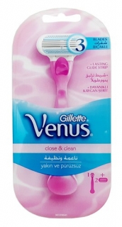 Gillette Venus close & clean strojek + 2 holicí hlavice