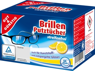 Gut & Günstig čistící ubrousky na brýle 54 ks