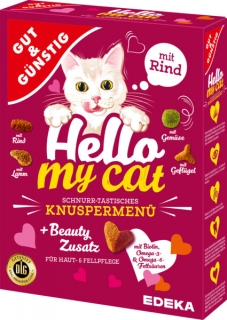 Gut & Günstig Hello my cat granule pro kočky 1 kg - hovězí