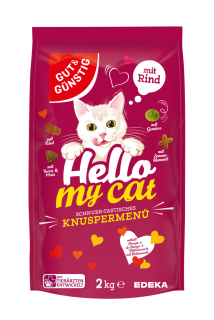 Gut & Günstig Hello my cat granule pro kočky 2 kg - hovězí