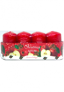 Bartek vánoční svíčky 4 ks červené 7 cm - Cinnamon & Apple