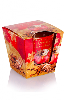 Bartek Candles vánoční svíčka 115 g Golden Christmas - Baked Apple & Cinnamon
