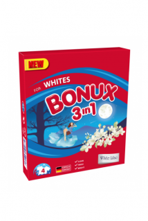 Bonux 3v1 prací prášek 4 dávky Whites 0,3 kg White Lilac
