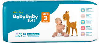 BabyBaby Soft plenky č. 3 Midi (4-9 kg) 56 ks