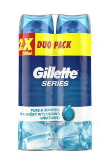 Gillette gel na holení 2 x 200 ml Series Pure & Sensitive