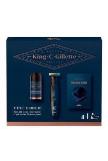King C. Gillette dárková kazeta (zastřihovač + krém po holení + plášť na holení)
