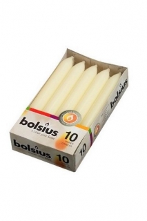 Bolsius svíčky rovné 10 ks bílé krémové 20x170 mm