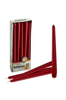 Bolsius svíčky konické 10 ks tmavě červené 24x245 mm