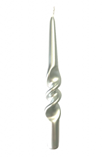Z-trade svíčka konická kroucená 1 ks stříbrná metalická 22x230 mm