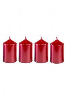 Bony adventní svíčky 4 ks 40x60 mm Červené Metalické